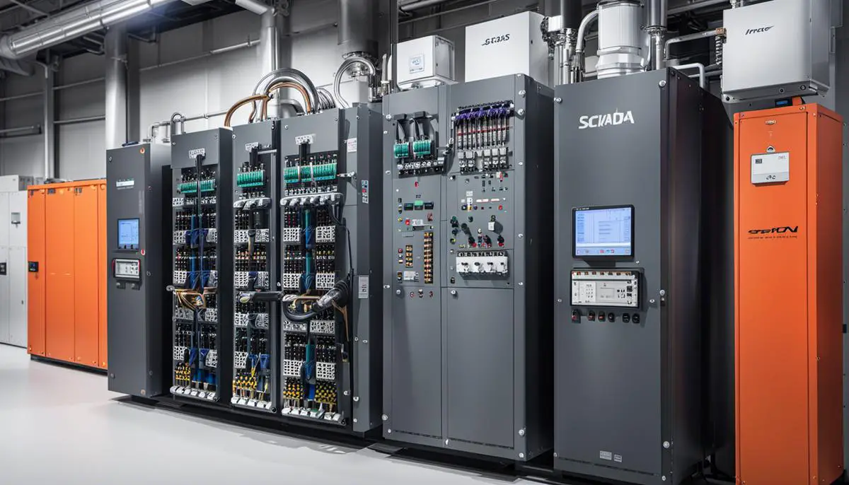An image depicting the efficiency of SCADA systems in substation automation, showing a smooth and uninterrupted power delivery with minimal downtime.